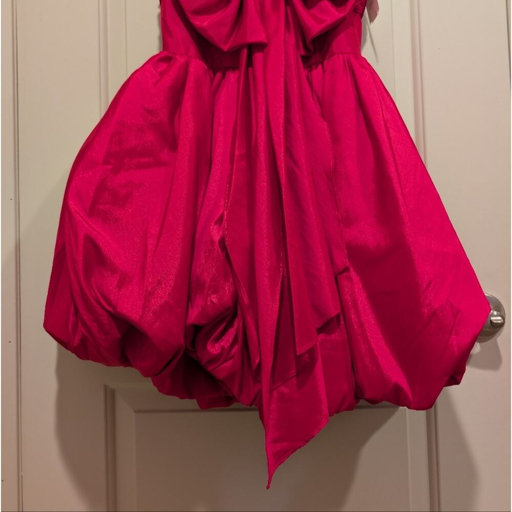 IEENA for Mac Duggal Central Bow Bubble Fuschia Pink Mini Dress Size 2 - Picture 7 of 13